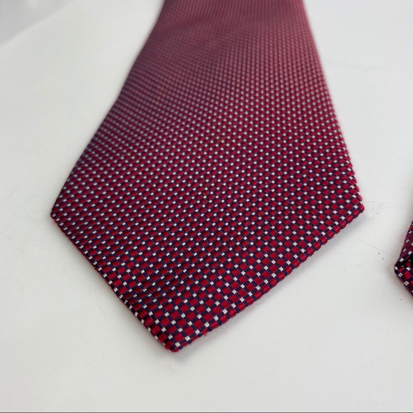 4/$25 Nautica Red Navy White Check 100% Silk Tie - Picture 11 of 13